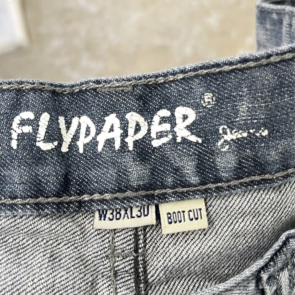 Flypaper Jeans Mens 40x29 Blue Pants Denim Boot Cut Grunge Y2K Buckle Tag 38x30 - Picture 3 of 14
